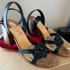 Worn once- w/dustbag Christian Louboutin Ella Black Leather Sandals Size 36